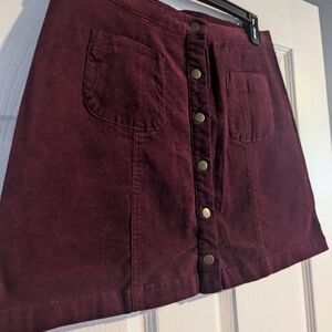 The Impeccable Pig Maroon Button-Front Skirt